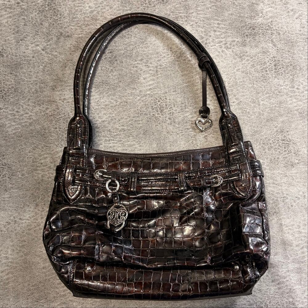 Vintage Brighton Croc Embossed Shoulder Bag